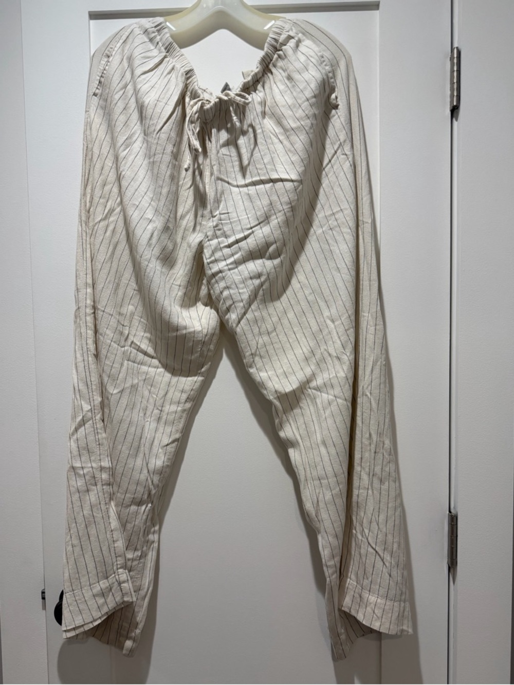 A New Day Cream Striped Lightweight Drawstring Pants